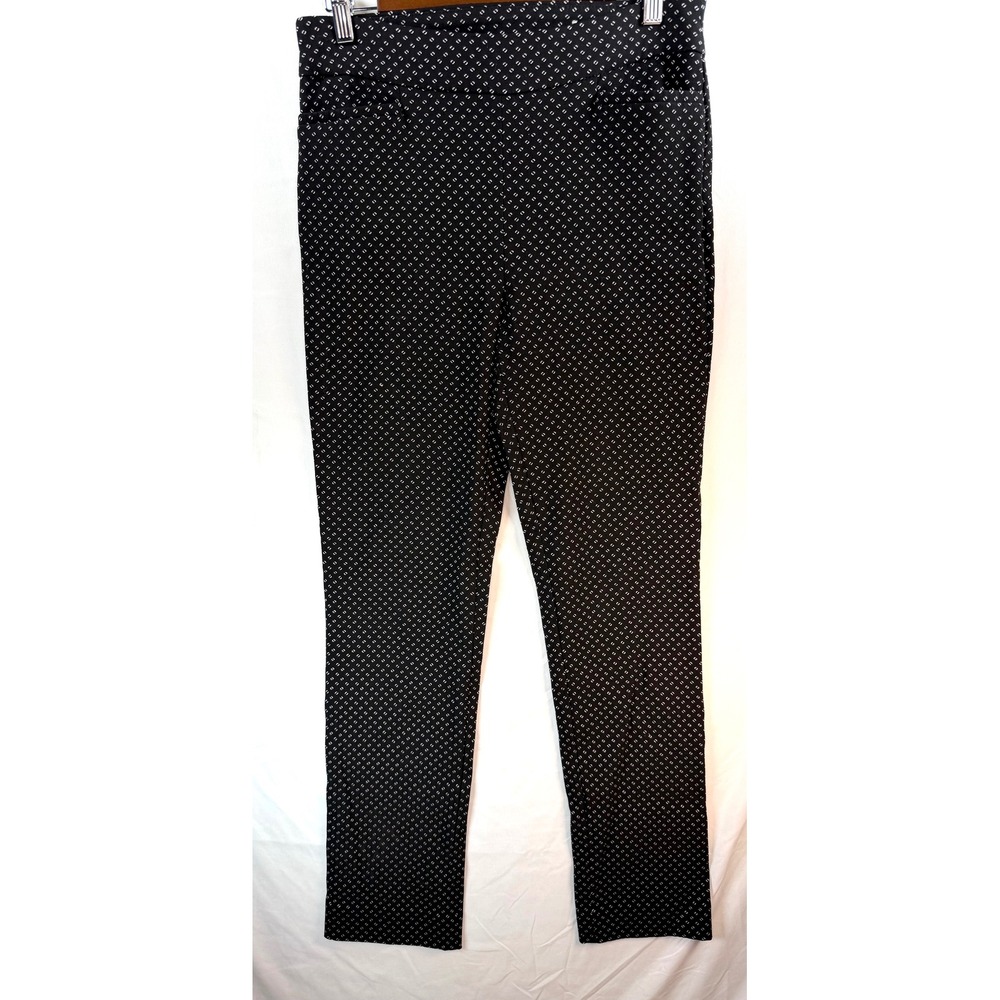 Chicos Black White Geometric Print Pull On Ankle Pants Size 0.5R US 6R